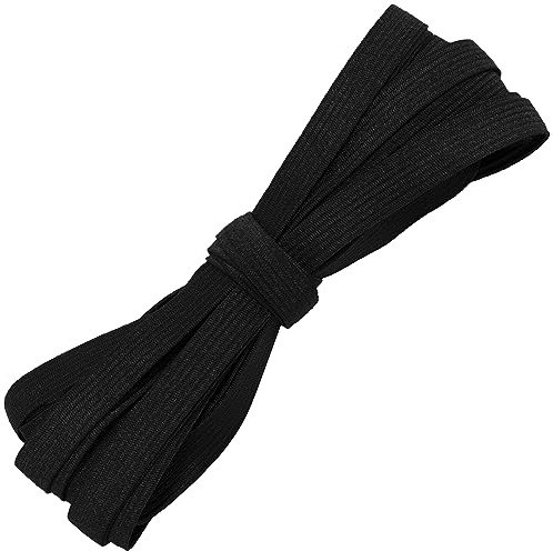 Aerzetix - C67525 - Banda Elastica Piatta Intrecciato 5 Metri - Larghezza 10mm - in Poliestere + Lattice - Colore Nero