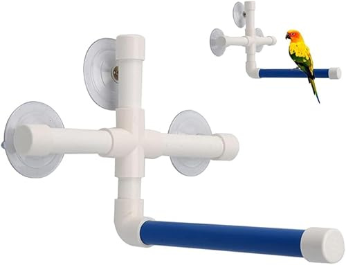 Bird Stand with Suction Cups, Foldable Parrot Perch for Shower or Window, Portable Small Pet Platform for Budgie Cockatiel Parakeet