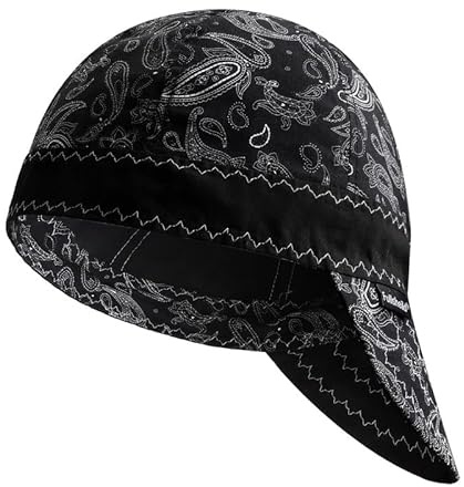 Fullsheild Reversible Welding Cap FR Cotton Welder Hat, Black, 7 5/8