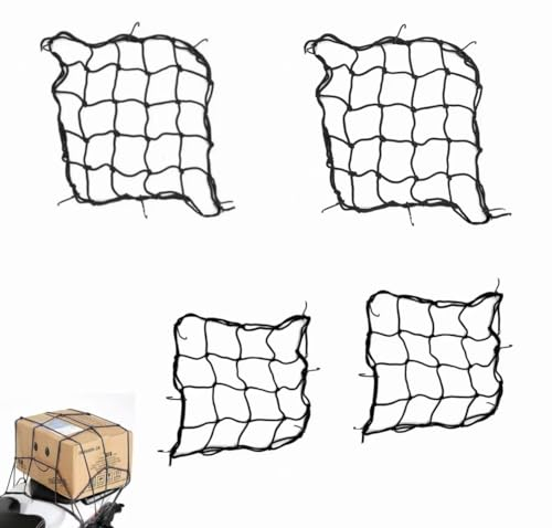 4 Pieces Filet à Bagages Elastique，Filet à Bagages Araignée Elastique，pour Moto Bagages Chariot Remorque de Vélo Casque.