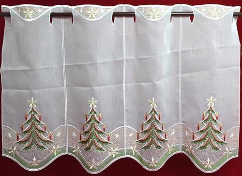 Generisch Weihnachtliche Kurzgardine mit Tannenbaum 1 Teil 16 cm ca. 40 cm hoch