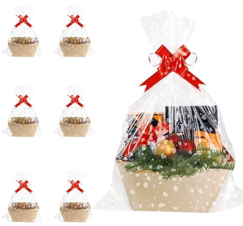 6 Stück Korb für Geschenke Leer Geschenkkörbe mit Griffen Geschenkkorb Set Verpackungsmaterial für Valentinstag Hochzeiten Jubiläen