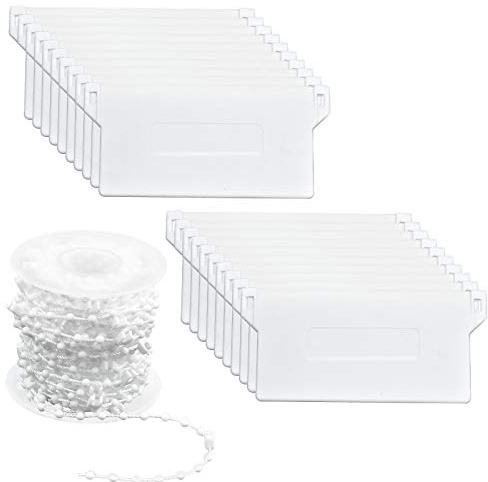 Suchoow 20 Pcs Vertical Blind Weights and Chains 10m, Vertical Blind Accessories, Replacement Bottom Slats Spares 89 mm/ 3.5 Inches, for Home Office Vertical