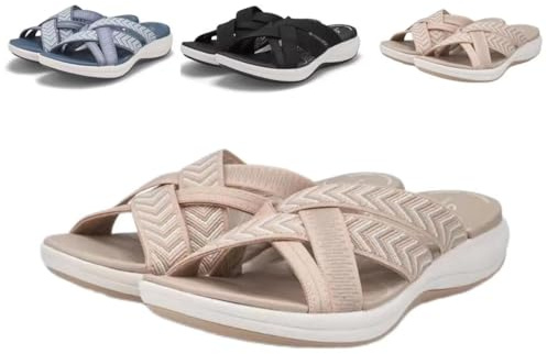 FUHUAQI Orthopedic Slippers Rehabilitation Orthopedic Plantar Fasciitis Slippers Arch Support Walking Sandals Relieve Back and Knee Stress Home Slippers Beige 36