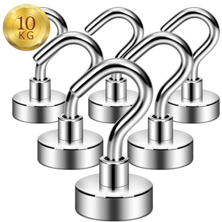 ATEWEITA Ganci Magnetic, Gancio Magnetico Extra Forti Neodimio Calamita con Gancio, Magnetic Hooks per frigorifero da cucina, soffitto, griglia, Piccoli