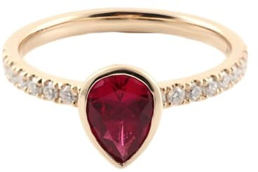Bishilin Goldring 375 Echtgold Damen, Verlobungsringe Tropfen mit 1ct Erstellter Rubin Hochzeit Ring Frauen Eheringe Nickelfrei Größe 61 (19.4)