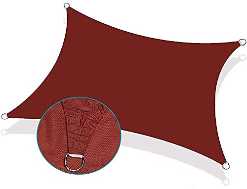 Tenda parasole pieghevole rossa resistente, 6 x 8 m, impermeabile, per patio esterno e posto auto coperto, blocco della luce solare al 97%, tenda durevole per giardino e cortile