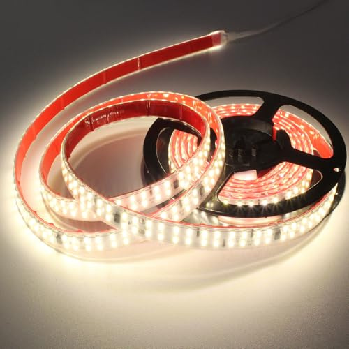 pcning 1M 12 Watt Bande LED Adhesive 220V avec Interrupteur Blanc 4000K, Double Row Bandeau LED Recoupable Exterieur IP65 Etanche 1 Metre 220 Volt SMD 2835 240 LED/M Lumiere (Blanc, 1M)