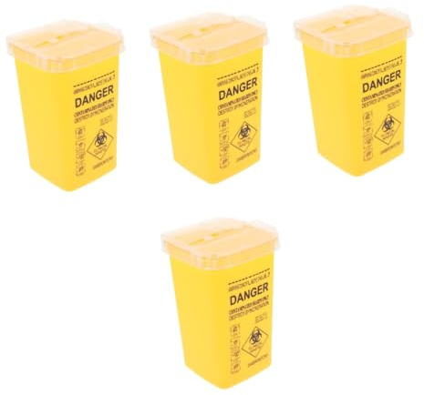 Healvian 4 Piezas Contenedor para Residuos Punzantes Pequeño con Tapa Cubo Versátil para Eliminación de Agujas y Objetos Afilados para Tatuadores y Uso Doméstico