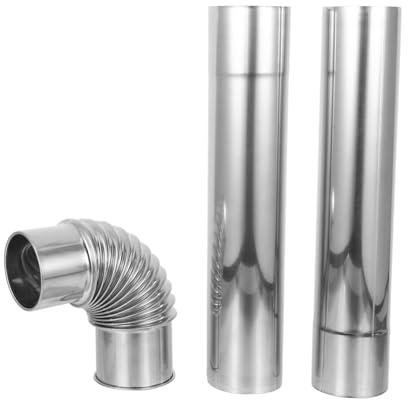 NUOBESTY Stainless Steel Chimney Extension for Camping Stove Flue Kit with Pipes and Elbow Compatible with Wood Stoves Boilers Fireplaces for Safe Stable Venting and Easy Installation