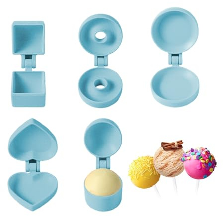 Round Cake Pop Maker - Lot de 5 moules à boules de dessert antiadhésifs, outil professionnel d'aide à la cuisson à libération facile | Boule de riz au chocolat Mochi Cookie C