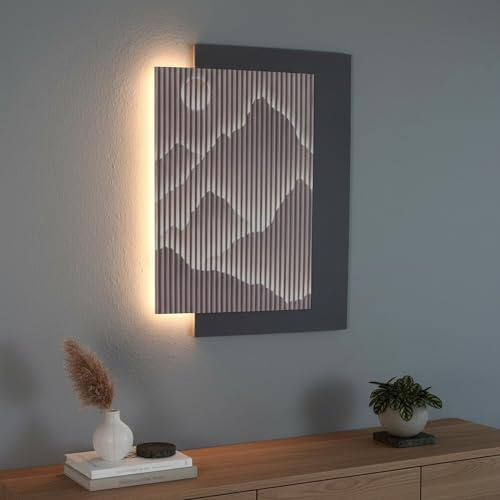 Arnusa LED Wandbild mit indirekter Beleuchtung, modernes Wandbild mit Licht, USB, Fernbedienung, 60×80 cm WD005 Wandskulptur