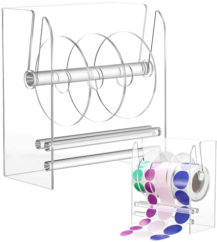 SUPVOX Distributeur D'étiquettes Adhésives Réglable en Acrylique, Porte-étiquette Compact 15,5 X 9 X 18 Cm, Organiseur pour Rouleaux D'étiquettes de Bureau, Support Pratique pour Maison