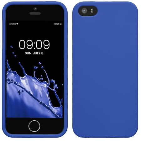 kwmobile Housse Compatible avec Apple iPhone SE (1.Gen 2016) / iPhone 5 / iPhone 5S Coque - Housse de téléphone Protection Souple en Silicone - Bleu Baltique