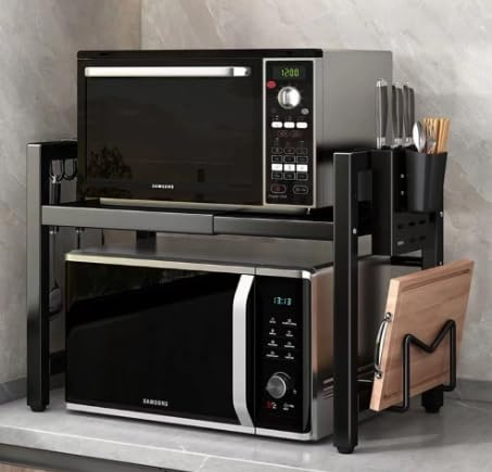Estantería Extensible para Microondas con Altura Ajustable | Organizador de Encimera de Cocina con Capacidad de 30 kg para Electrodomésticos y Accesorios