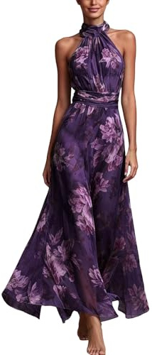 Abito da Sera da Donna - Lungo, Spalle Scoperte, da Cocktail, Motivo Floreale, Linea Ad A, in Tulle, Elegante, per Matrimonio, Maxi Abito da Ballo, Abito da Ballo, Abito da Ballo da Donna