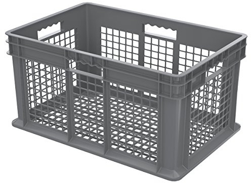 Akro-Mils 37612 Plastic Straight Wall Container Tote with Mesh Sides and Base, 24x16x12-Inch, Gray (3-Pack)
