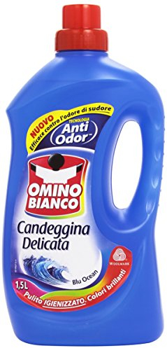 Omino Bianco Bougie douce - Technologie anti-dorure - Action désinfectante et détachante - Essence bleu océan - 1500 ml