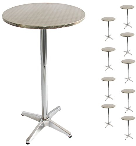 Mendler 10er-Set Alu-Stehtisch, Bistrotisch, höhenverstellbar 70/110cm Ø=60cm - klappbar, Fuß mit Betoneinguss