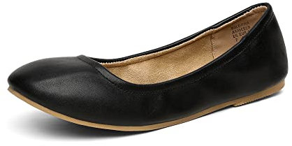 DREAM PAIRS Women's Slip On Round Toe Ballet Flats Pumps Shoes Sole-Fina Black Size 7.5 US/ 5.5 UK