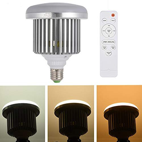 Andoer E27 Lampadine a LED con Telecomando, 50W Luce Video a LED Dimmerabile a 3-Colori Luce del Giorno per Photo Studio