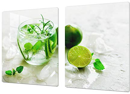Cubre vitrocerámica para cerámicas de grandes dimensiones o tabla de cortar de cristal templado – UNA PIEZA (80 x 52 cm) o DOS PIEZAS (40 x 52 cm) Bebidas y Bebidas de la Serie DD11