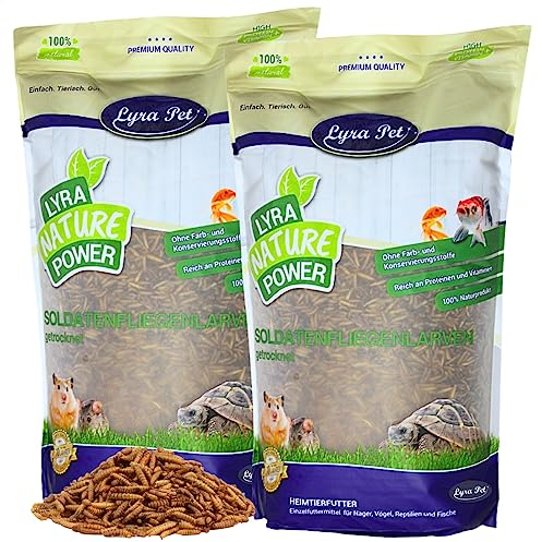 Lyra Pet® | 5 kg Soldatenfliegenlarven getrocknet | Black Soldier Fly | Hermetia Illucens | Wie Mehlwürmer | Reich an Kalzium & Proteinen | Energiereiches Futter für Vögel, Fische, Nager & Reptilien