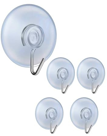 YANGWEN 5 Pcs Crochets à Ventouse, Amovible Transparent Ventouse Ventouse Crochets Muraux Cintre pour Salle De Bains Cuisine Serviette De Douche Crochets Muraux Cintres Accessoires (50mm)
