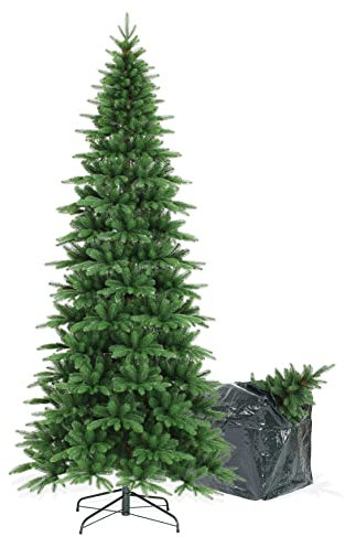 BOP Albero Di Natale Slim Narciso 180 Cm, In Polietilene Real Touch, Con Borsa Omaggio, Apertura A Ombrello, Folto e Realistico | Abete Naturale in Full PE snello con apertura facilitata, richiudibile