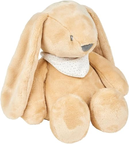 Nattou Kuscheltier-Nachtlicht Kaninchen, Sleepy, 7 natürliche Farben, Integrierte Spieluhr, USB-Akku, 19,3 x 11 x 30,5 cm, Vegan, Plüsch/Polyester, Hellbraun