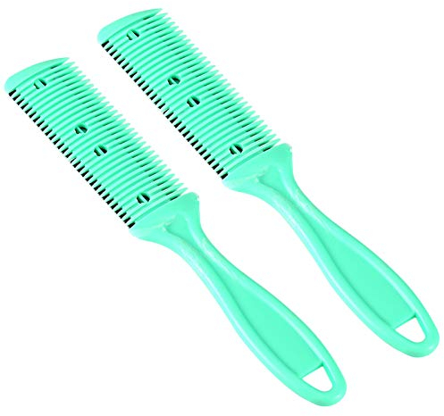 Peigne Rasoir pour Coupe de Cheveux, Peigne Desepaississant Cheveux, Peigne Tondeuse à Cheveux Professionnelle, Coupe Fourche Cheveux Manuel, Vert