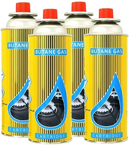 Portable Camping Gas Cooker Single Burner Stove Automatic Ignition System Enamel Pan Holder Butane BBQ Carry Bag Caravan Outdoor (4 Gas Canisters)