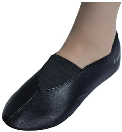 Lappade extra breite Gymnastikschuhe, Ballettschuhe, Schläppchen, Turnschläppchen, Tanzschuhe, Ledersohle schwarz Art.290 Gr.36