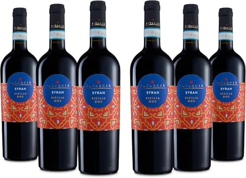 Fatascià Syrah Sicilia DOC, Vino Rosso dal Gusto Intenso e Profumi di Frutti Rossi e di Bosco, Gradazione Alcolica 14% Vol, Confezione con 6 Bottiglie da 750 ml