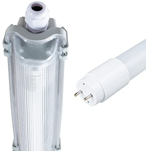 Proventa LED Feuchtraumleuchte 120cm 1xLED Röhre – IP65 Wannenleuchte 18W kaltweiß 6500K – LED Deckenleuchte für Keller, Garage, Werkstatt – Staub- & Wassergeschützte Feuchtraumlampe [Energieklasse E]
