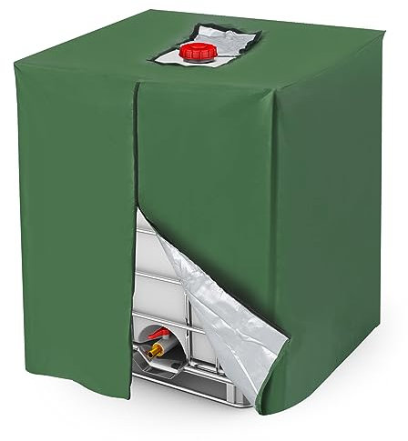 PATIKIL IBC Tote Cover 275 Gallon 420D Fabric Sunshade Waterproof Water Tank Protective Cover with Zipper for 1000L Outdoor Garden Water Ton Rain Barrel, Green (120 * 116 * 100cm)