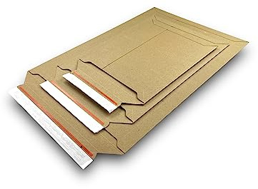 25 Stk. Din A4 Versandtaschen aus Pappe 250 x 353 mm selbstklebende Papp-Kuverts B4 für Büchersendung Klamotten Dokumente Warensendung Versandverpackung Büwa Verpackung, Umschlag gepolstert