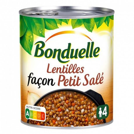 BONDUELLE - Lentilles Cuisinées Façon Petit Salé 400G - Quatre Articles