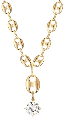 925 Sterling Silver Bean Necklace For Women, 14K Yellow Gold Coffee Bean Pig Nose Necklace Earrings for Women, Shiny And Charm Zircon Pendant Cute Jewelry Set Coffee Bean Chain Kidney Bean Necklace