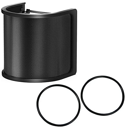 VENEKA Mikrofonfilter, Mic Screen mit Metallgeflecht und Schaumstofffilter, Rauschschutz Mikrofon Zubehör