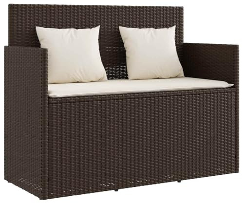 vidaXL Gartenbank mit Kissen Braun Poly Rattan