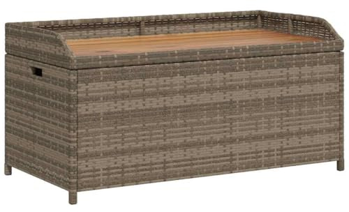 vidaXL Bank mit Stauraum Grau 100x50x52 cm Poly Rattan Akazienholz
