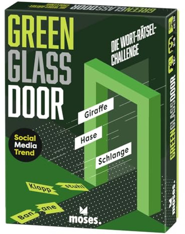 Moses. Green Glas Door, spannendes Rätselspiel zum Social Media Trend, kooperatives und kompetitives Wortsuchspiel, Wort-Rätsel-Challenge für Schnelldenker ab 12 Jahren und 2-8 Spieler