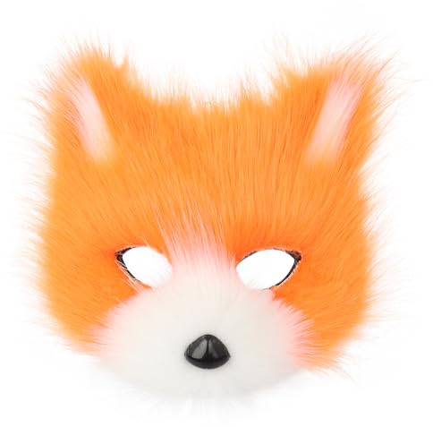 hbbhml Masque animal renard loup Halloween fête cosplay costumes accessoires peluche chat demi-visage masque carnaval Noël mascarade