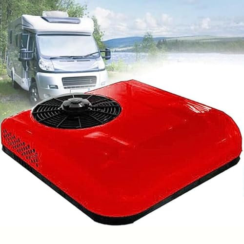 DDZJTPP Aire Acondicionado de 12V/24V para Caravana - Aire Acondicionado de Techo para MonovolúMenes, Camionetas, Autocaravanas, Camiones, VehíCulos AgríColas, Excavadoras,Red-12V