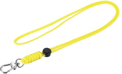 YOKIVE Paracord-Schlüsselband mit Verschlüssen, Halskette, Schlüsselanhänger, Metallhaken, ideal für Hausschlüssel, Ausweise, Ausweishalter (Gelb, 48,3 cm)