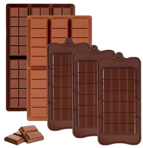 Molde Chocolate Dubai, 5 Piezas Moldes de Silicona para Turrón, Molde Tableta Chocolate, Moldes Para Barra De Chocolates Profundos De Silicona Sin BPA, para Dulces, Gelatina, Pudín