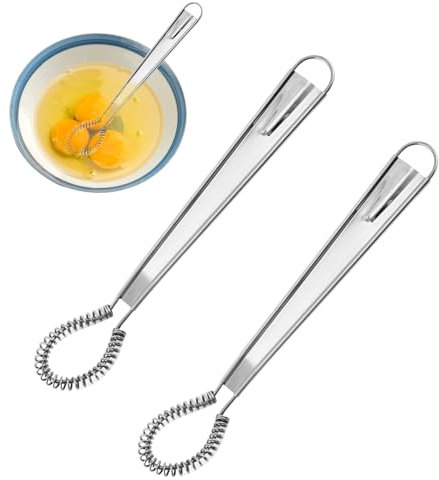 2 frusta piccola, piccola frusta, mini scopa a spirale in acciaio inox per frusta a spirale danese, piccola scopa a spirale, frusta per piatti in silicone, scopa piccola paglia di riso