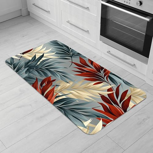 Comart - Tapis de Cuisine Austin - Imperméable - Antidérapant - Anti-Taches - Lavable en Machine - Tapis en Polyester - pour Couloir et Cuisine - Fabriqué en Italie - Folhas Tropical - 50 x 100 cm