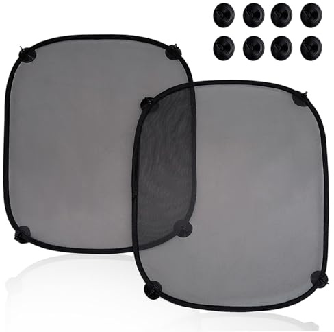 2 Pièces Pare Solaire Voiture Bébé Protection UV, 44 X 36cm, avec 8 Ventouses, Chaussette Voiture Pare Soleil, Universel Pare Soleil pour Vitres Latérales